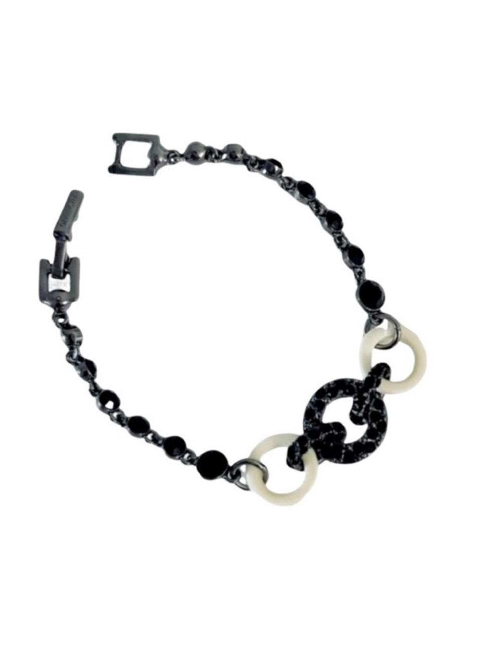 Givenchy Crystal and Ivory Flex Bracelet Black White